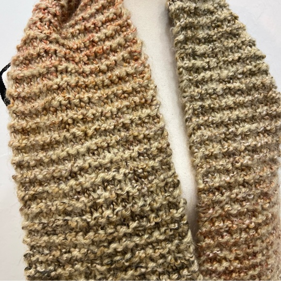 Rustic Crochet scarf Beige Orange Brown 53”x 7”  Tan Knit Scarf - Picture 3 of 4